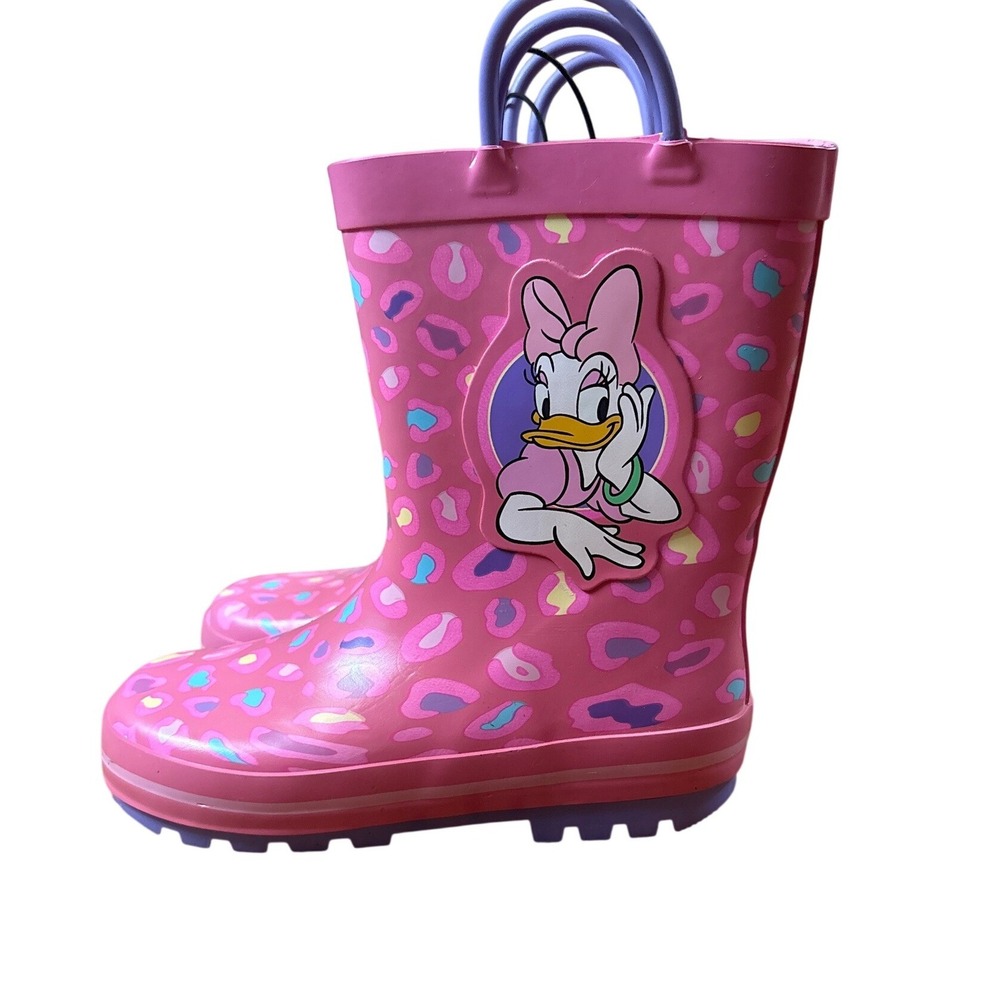 Disney Rain Boots Girls Pink Leopard Minnie Daisy Duck New SIZE 11/12